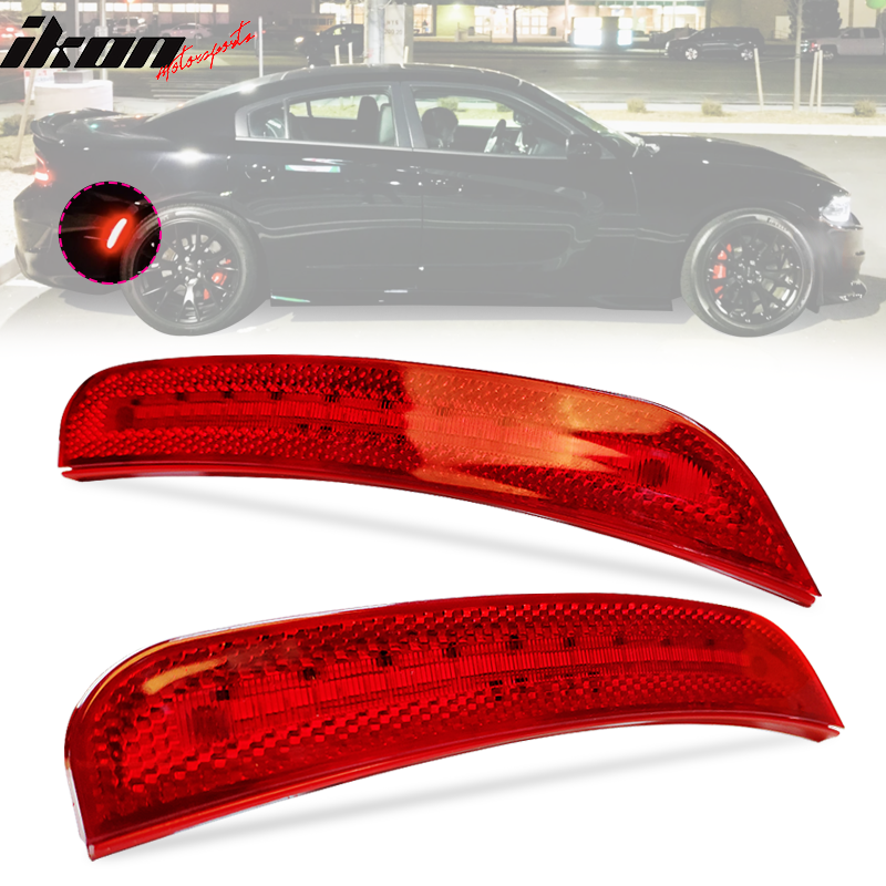 Fits 15-23 Dodge Charger LED Rear Side Marker Lights Turn Signal Lamp