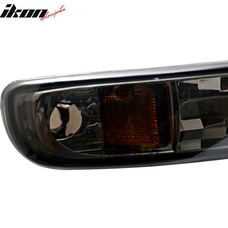 Fits 99-07 GMC Yukon LED Headlight Chrome Housing Smoke Lens Amber Reflector