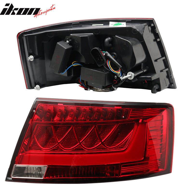 Fits 05-08 Audi A6 S6 Rear Tail Light Lamp Chrome Housing Red Clear Lens Pair