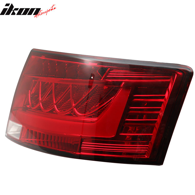 Fits 05-08 Audi A6 S6 Rear Tail Light Lamp Chrome Housing Red Clear Lens Pair