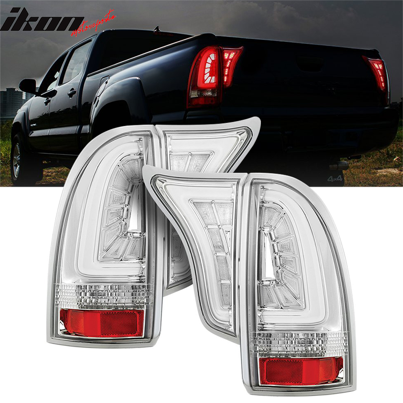 2005-2015 Toyota Tacoma LED Clear Lens Chrome Housing Tail Lights