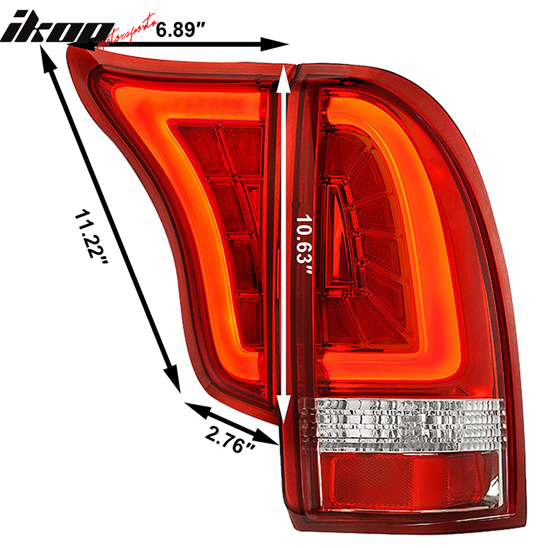 Fits 05-15 Toyota Tacoma RC Style 2PCS LED Tube Tail Lights Rear Brake Lamp