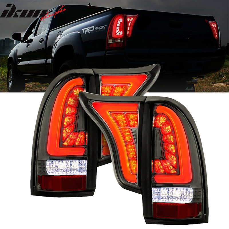 2005-2015 Toyota Tacoma Smoke Lens Chrome Housing LED Tail Lights