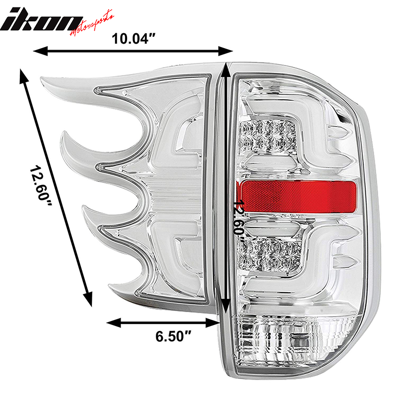 Fits 14-16 Toyota Tundra Replacement LED Tail lights Clear Lens Chrome Housing