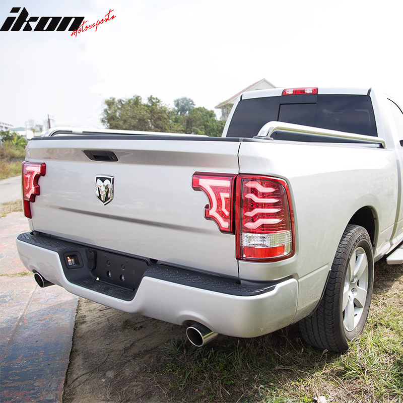 Fits 09-16 Dodge Ram 1500 2500 3500 LED Tail Lights Clear Lens Red Housing LH RH