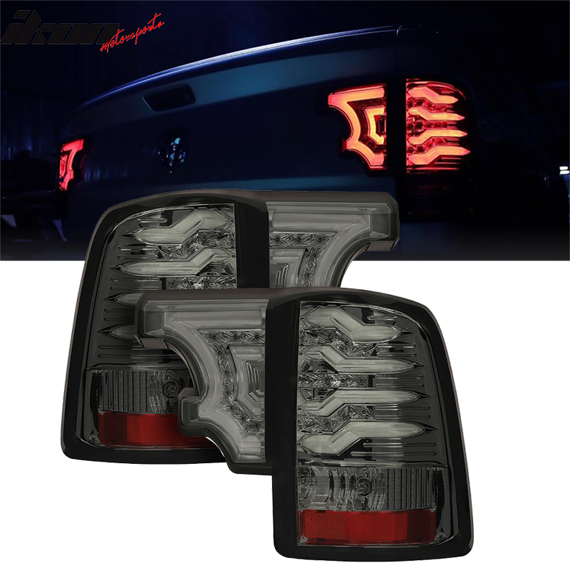 2009-2016 Dodge RAM Smoke Lens Chrome Housing LED Tail Lights