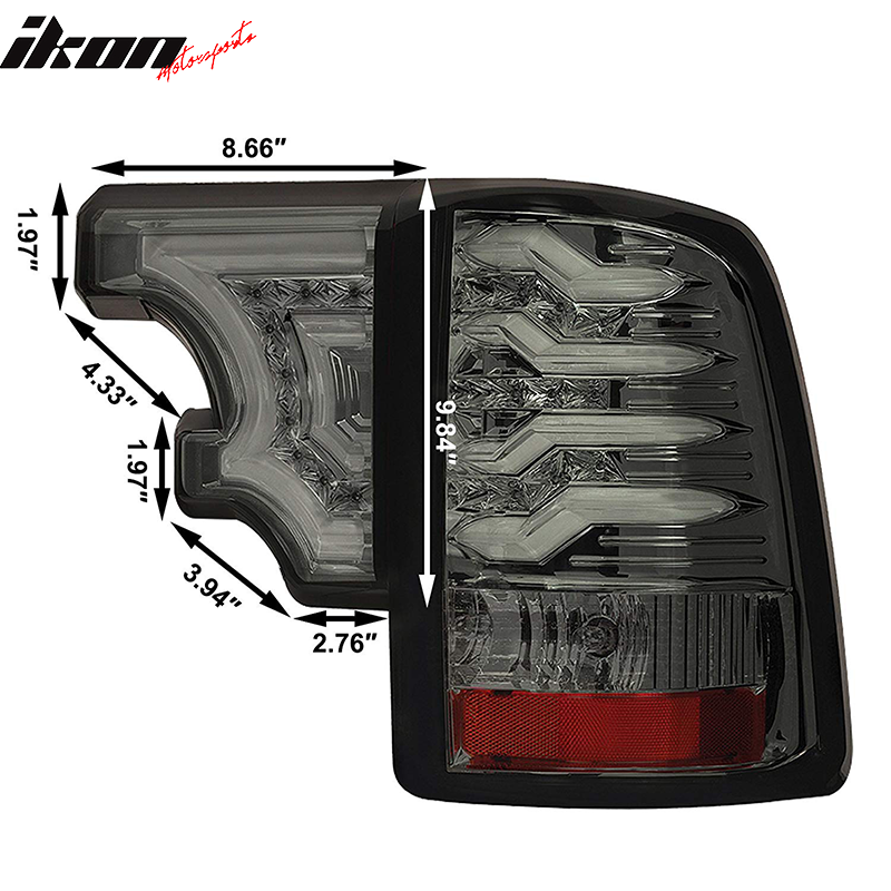 Fits 09-16 Dodge Ram 1500 2500 3500 LED Tail Lights Smoke Lens Chrome Housing