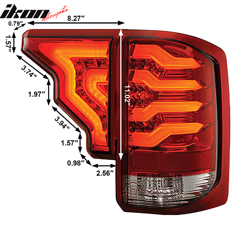 Fits 14-19 GMC Sierra 1500 2500 3500 HD 2PCS LED Tail Lights Lamps Red Lens