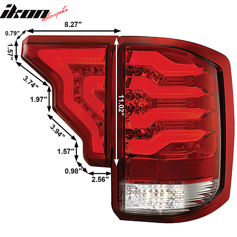 Fits 14-19 Silverado 1500 2500 3500 HD LED Tail Lights Red Lens Chrome Housing