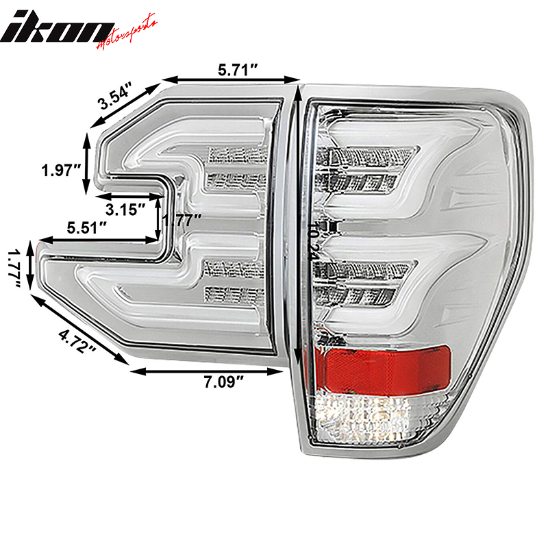 Fits 09-14 Ford F150 Sequential LED Tail Lights Clear Lens Chrome Housing