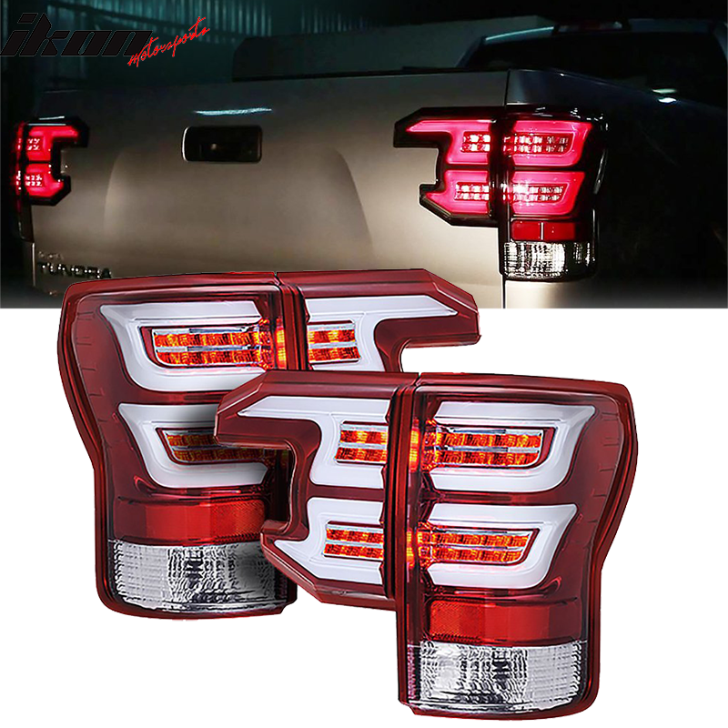 2007-2013 Toyota Tundra Sequential Clear Lens Red Housing Tail Lights