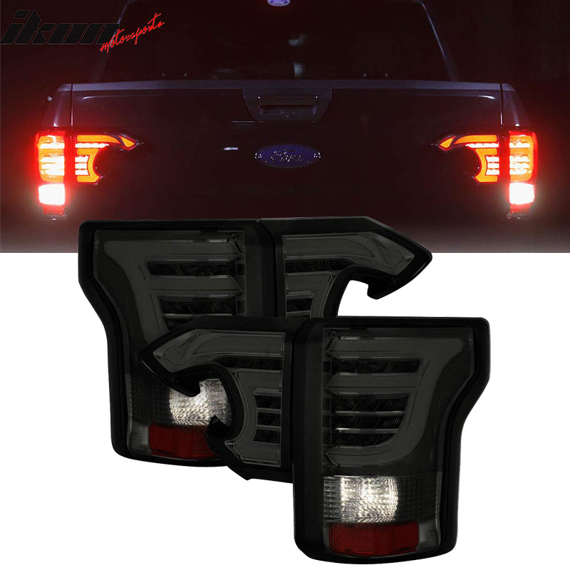 2015-2017 Ford F-150 Smoke Lens Black Housing Sequential Tail Lights