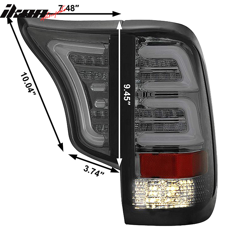 Fits 99-16 Ford F250 F350 F450 F550 LED Tail Light Smoke Lens Chrome Housing