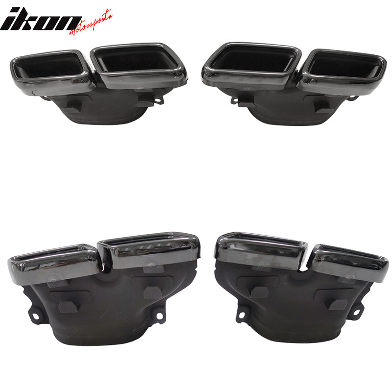 Fits 15-18 Benz GLE GLS SL W213 C-Class Exhaust Tips Black Chrome Pair