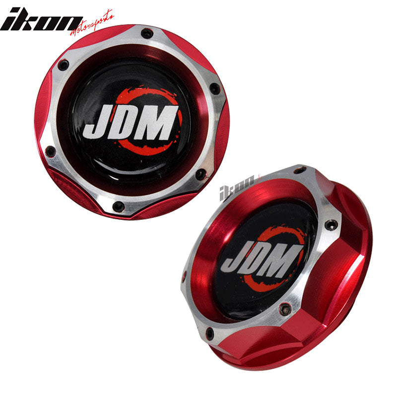 JDM Engine Oil Filler Tank Cap Red Chrome 2 Tone Twist On Compatible With Acura Civic