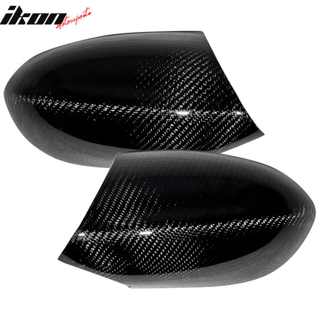 IKON MOTORSPORTS, Mirror Cover Compatible With 2008-2013 BMW M3 E90 E92 E93 , Matte Carbon Fiber M Style Side Rear View Mirror Covers Pair, 2009 2010 2011 2012