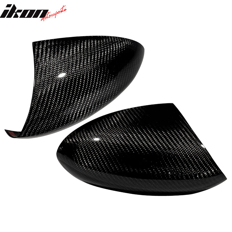 IKON MOTORSPORTS, Mirror Cover Compatible With 2008-2013 BMW M3 E90 E92 E93 , Matte Carbon Fiber M Style Side Rear View Mirror Covers Pair, 2009 2010 2011 2012