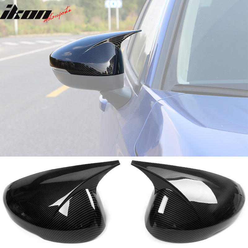 IKON MOTORSPORTS, Mirror Cover Compatible With 2022-2023 Honda Civic Sedan & Hatchback 4-Door, Horns Style ABS Plastic Rear View Side Mirror Cover Cap Trim 2PCS