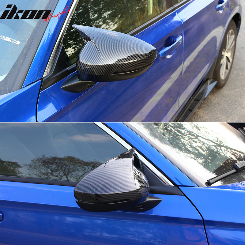 IKON MOTORSPORTS, Mirror Cover Compatible With 2022-2023 Honda Civic Sedan & Hatchback 4-Door, Horns Style ABS Plastic Rear View Side Mirror Cover Cap Trim 2PCS