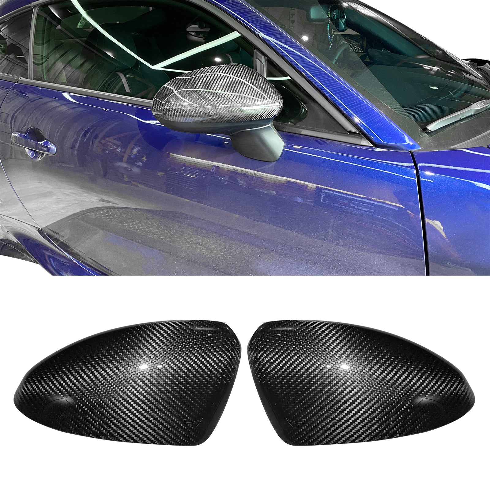 IKON MOTORSPORTS, Mirror Cover Compatible With 2022-2024 Subaru BRZ & Toyota GR86, Real Carbon Fiber Side Mirror Covers Cap 2PCS Set