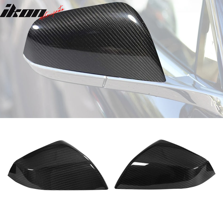 2021-2023 Tesla Model S OE Gloss Black Mirror Covers Dry Carbon Fiber