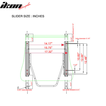 Universal 16" Locking Dual Racing Seat Adjustable Slider Steel Rail Track Set