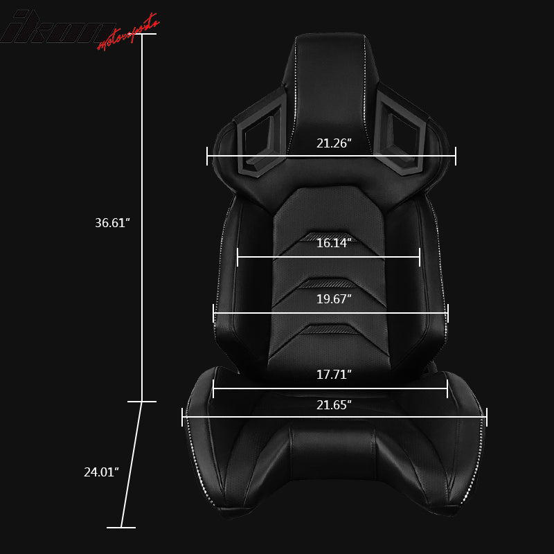 Universal Reclinable Driver or Passenger Single Racing Seats + Sliders