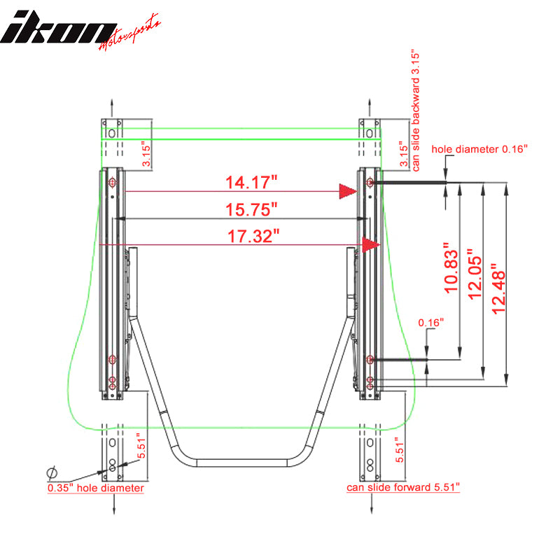 Universal Reclinable Driver or Passenger Single Racing Seats + Sliders