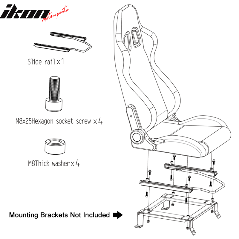 Universal Pair Reclinable Racing Seats Dual Sliders PU&Carbon Leather Honeycomb