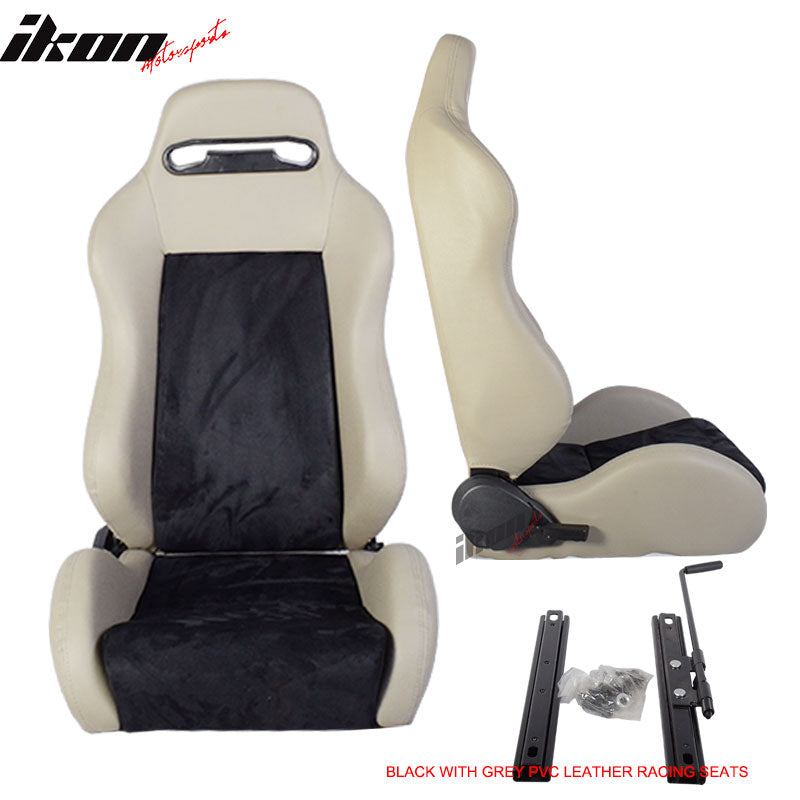 One Pair of Racing Seats Black Gray w/ Slider