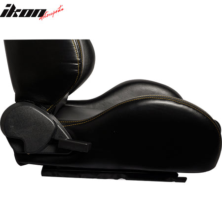 PVC BLK JDM Racing Seats Yellow Stitch Fits Honda(Pair)