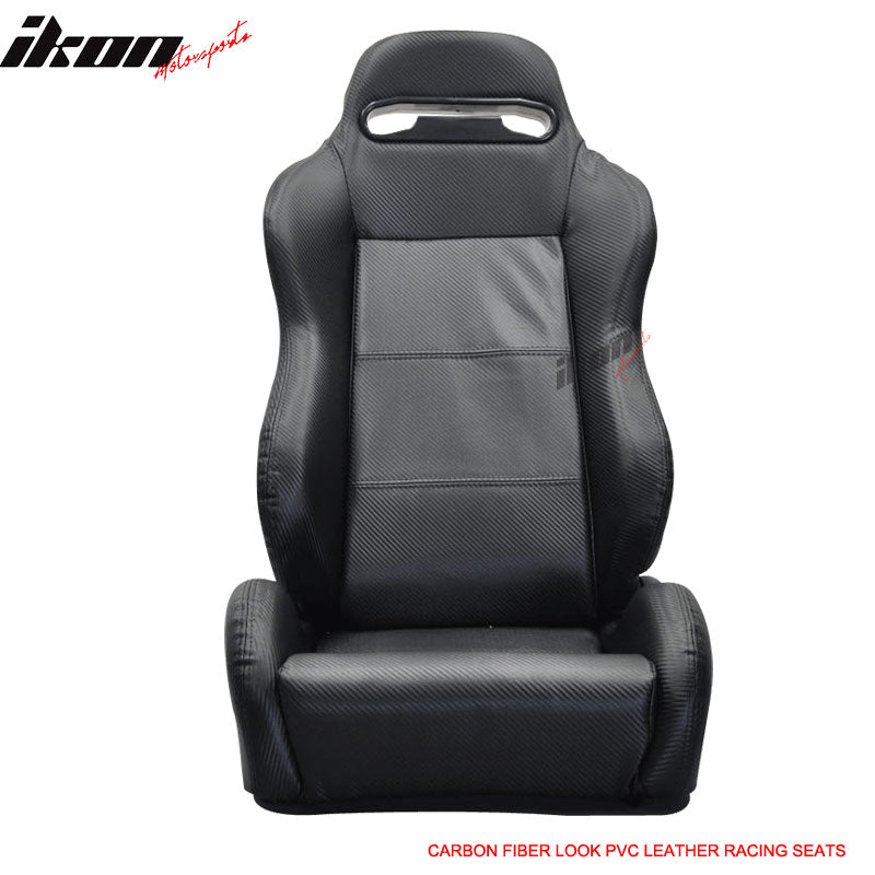 Fits Acura Integra Carbon Fiber Print PVC Leather Pair Of Racing Seats