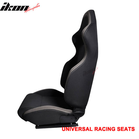 Pair Fits Honda Acura JDM Style Cloth Black & Gunmetal Brown Cloth Racing Seats