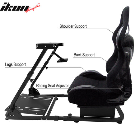 Black Racing Seat Steering Wheel Stand Compatible with Logitech G29 Thrustmaster