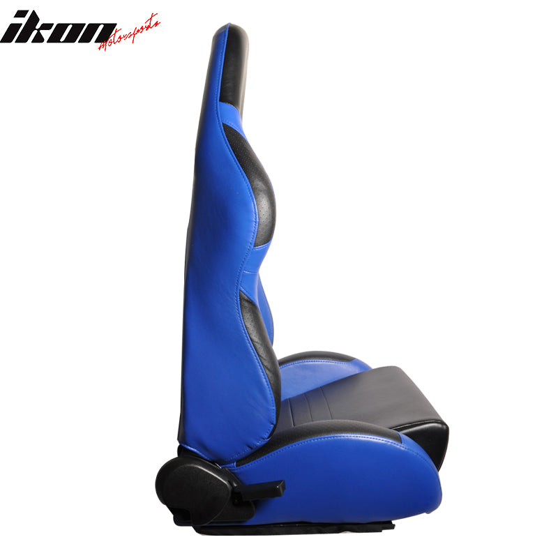 Clearance Sale Universal Reclinable Racing Seats Slider Passenger Black Blue PVC