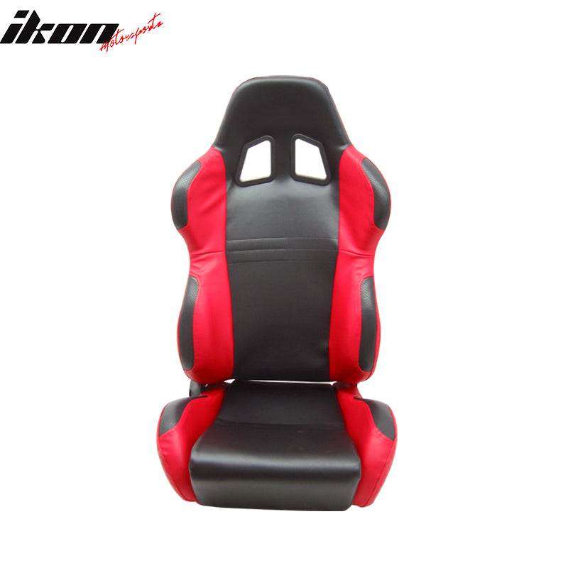 Clearance Sale Racing Bucket Seats Reclinable Slider Right Black Red PVC Leather