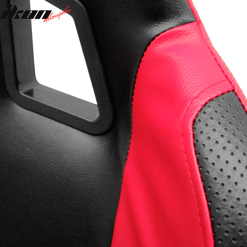 Clearance Sale Racing Bucket Seats Reclinable Slider Right Black Red PVC Leather