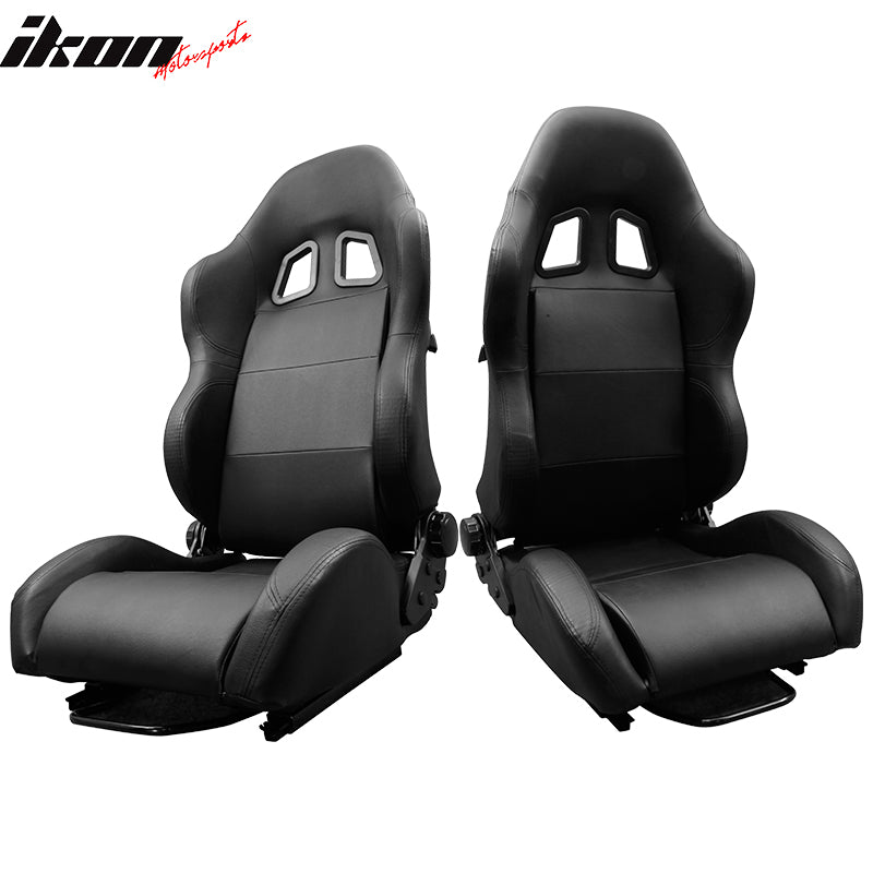 Universal RS Style Balck Racing Bucket Seats PVC Leather