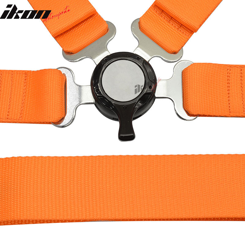 Fits 1 Pair Of Orange 4 Point Nylon Harness Camlock Racing Seat Belts