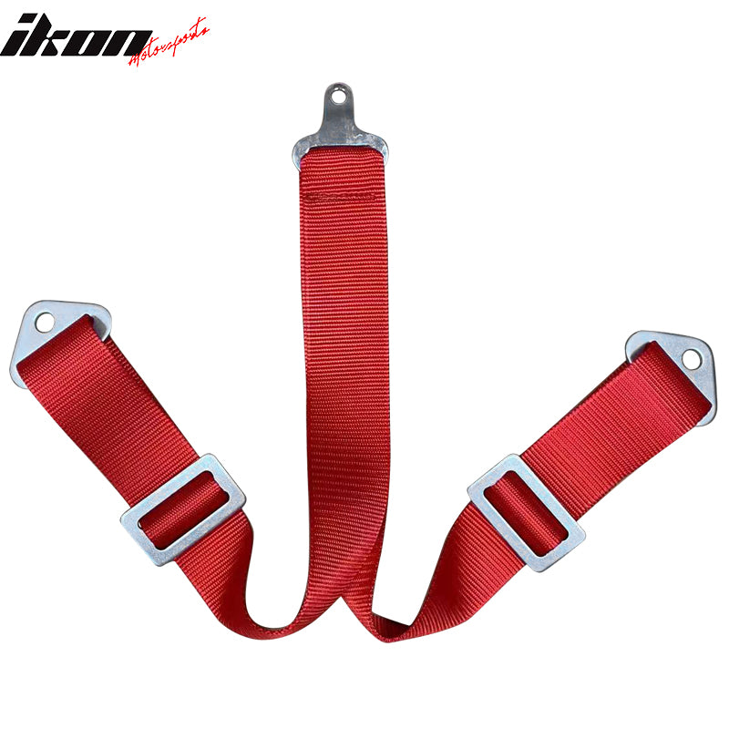 IKON MOTORSPORTS Universal 6th Point Seat Belt, 2" Width Nylon Strip, Camlock harness, Racing Safety Belt with G-Rocker Logo for Sport Car, UTV, ATV, Go-kart Car, Red (Pack of 1)