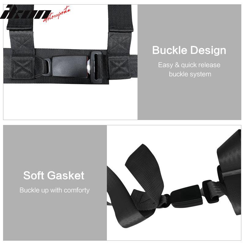 Clearance Sale 4 Point Racing Harness Buckle Seat Belt A Type 2" Nylon Black