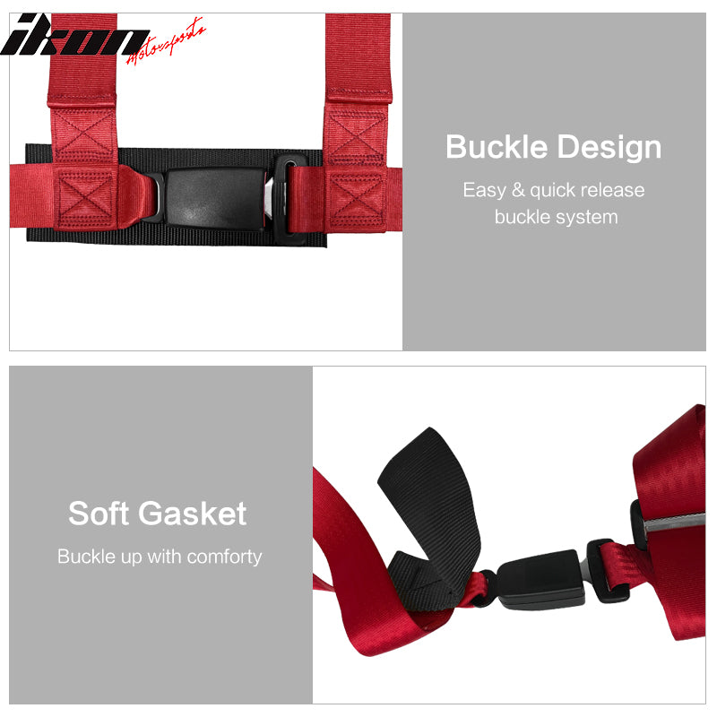 4 Point Racing Seat Harness Buckle Belt 2" Red Nylon UTV ATV Go-kart