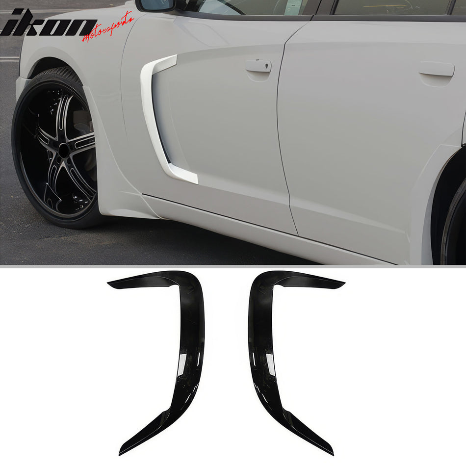 2011-2023 Dodge Charger IKON2 Style Side Fin Vents Gloss Black ABS