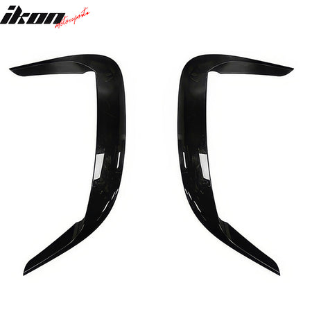 IKON MOTORSPORTS, Side Fin Vents Compatible With 2011-2023 Dodge Charger, IKON2 Style Gloss Black ABS Front Fender Door Side Scoops Air Vent Cover Trim Pair