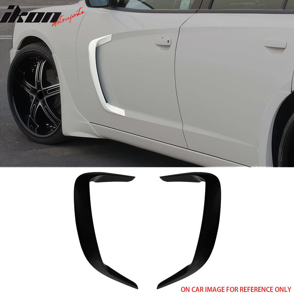 2011-2023 Dodge Charger IKON2 Style Side Fin Vents Matte Black ABS