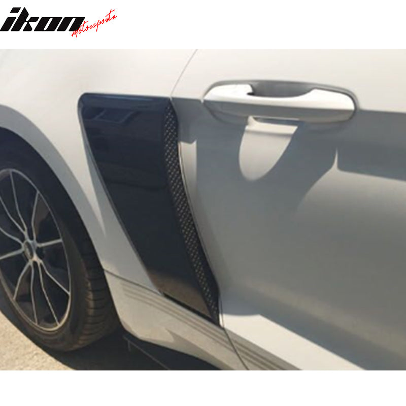 Fender Compatible With 2015-2018 Ford Mustang, GT Style Rear Side Fender Door Scoops Unpainted 2PC PPby IKON MOTORSPORTS,  2016 2017