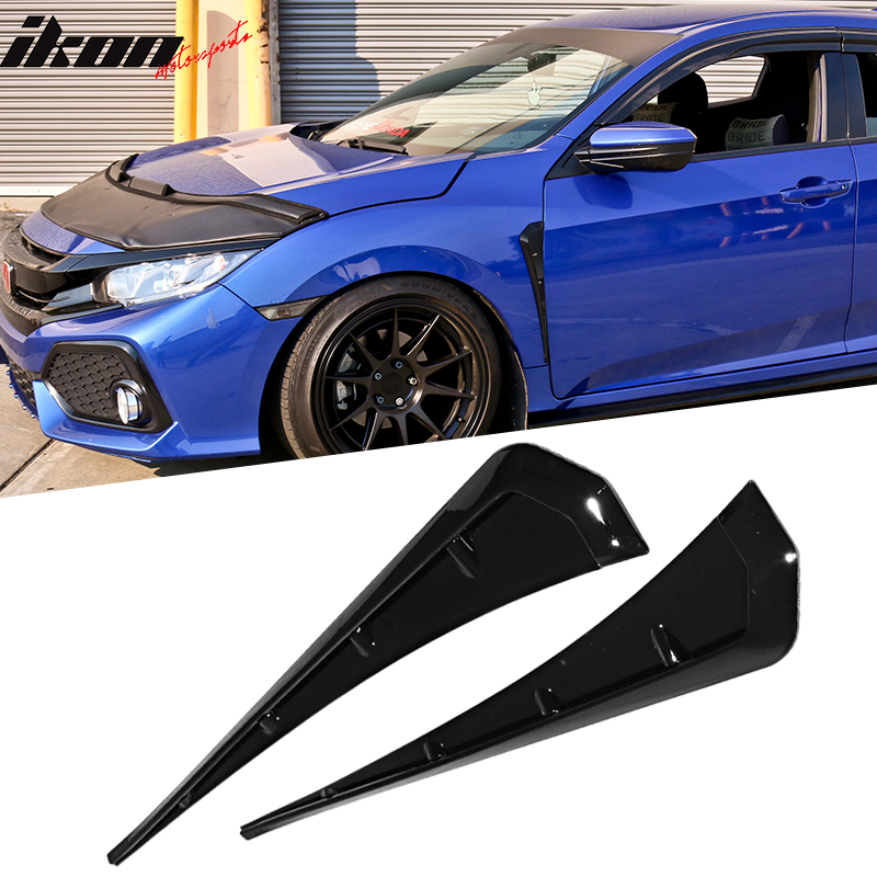 2016-2020 Honda Civic Gloss Black Front Fender Side Vent Cover ABS