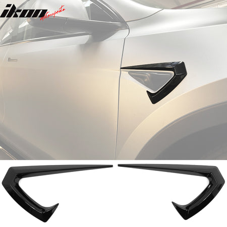 IKON MOTORSPORTS, Side Fender Vents Compatible With 2020-2023 Tesla Model Y, IKON Style ABS Plastic Driver Passenger Side Air Flow Camera Vent Cover Decor Trim 2PC, 2021 2022