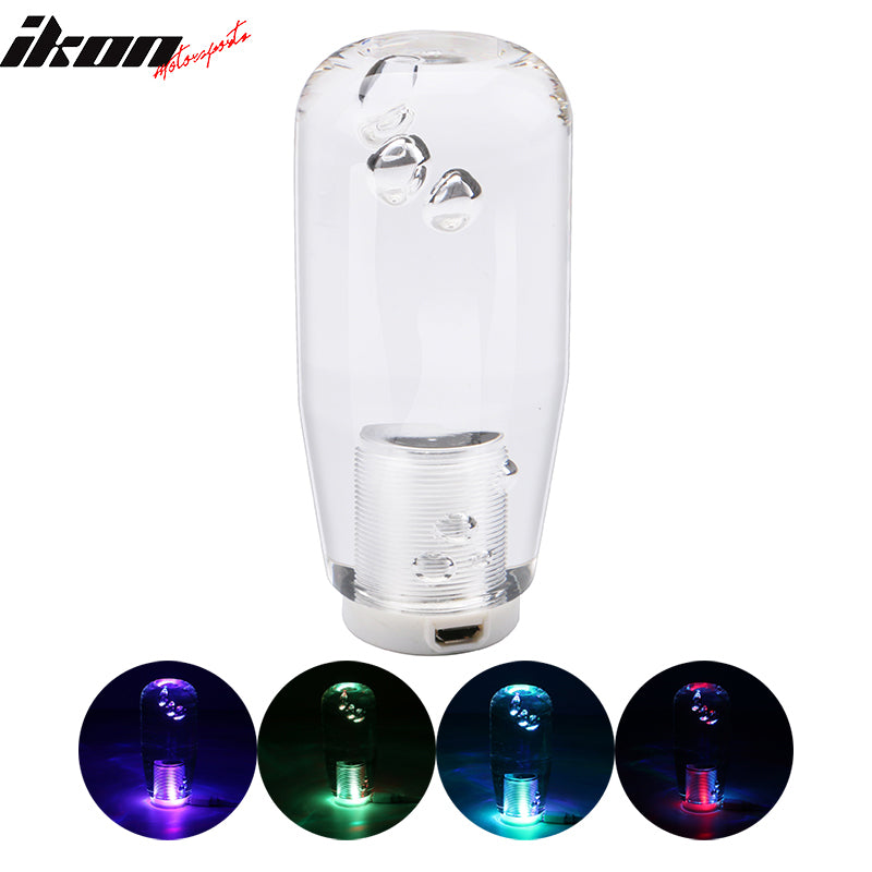 Universal LED RGB Shift Knob 10mm Transparent Bubble W Thread Adapters