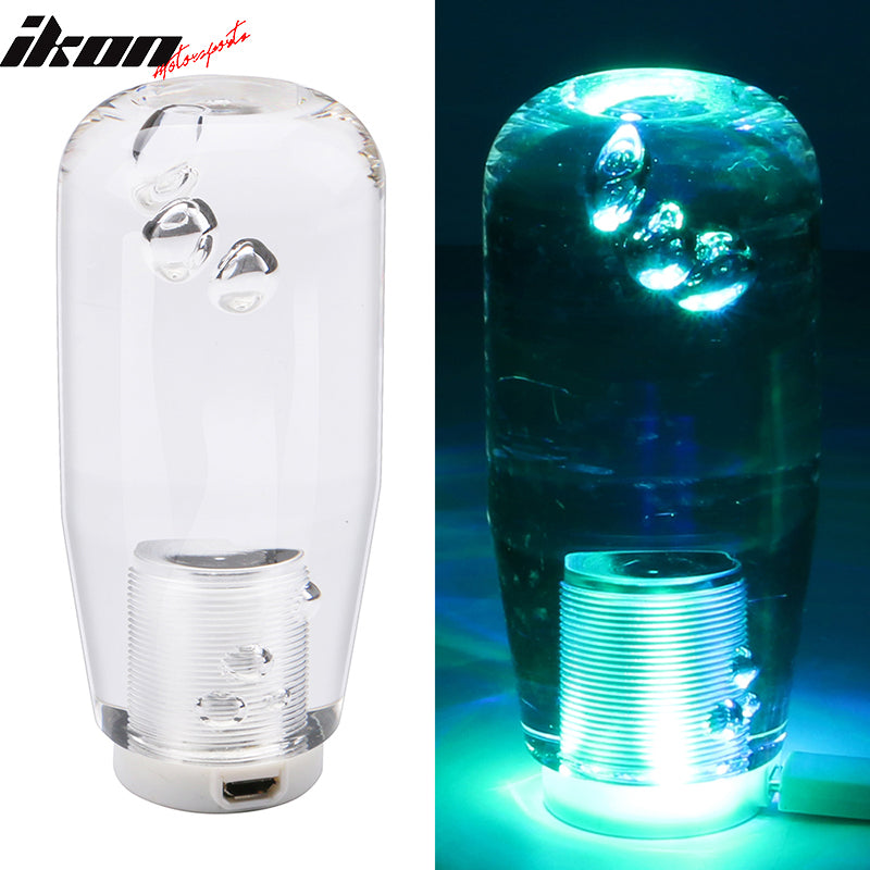 LED RGB Shift Knob 10mm Transparent Bubble Manual Shifter W/ Thread Adapters